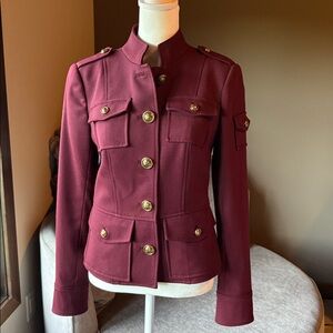 Tory Burch Deep Red Jacket with Gold Accents